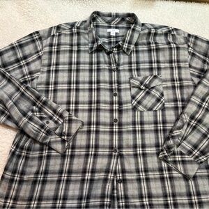 J. Jill Black and Gray Plaid Button Down Shirt